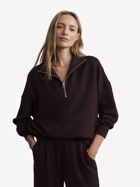 Brown Hawley Half Zip Sweatshirt (E72286) | £105