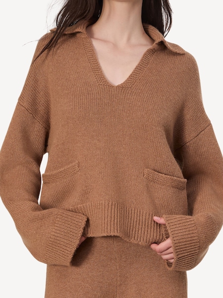 Brown Danica Wool Blend Polo Jumper (E73910) | £475
