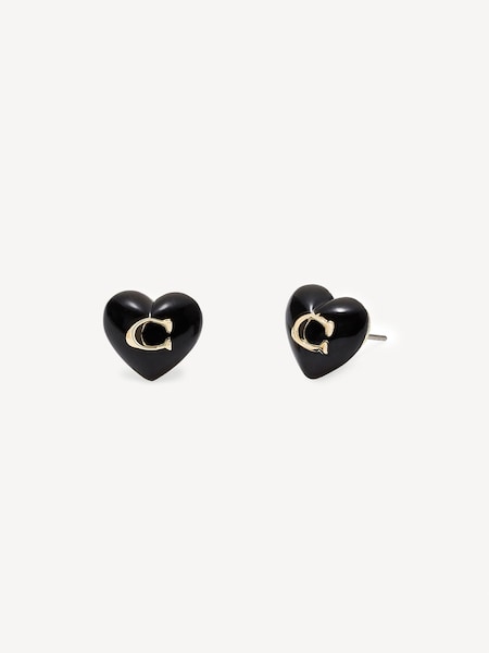 Gold Tone Resin Heart Stud Earrings (E75835) | £40