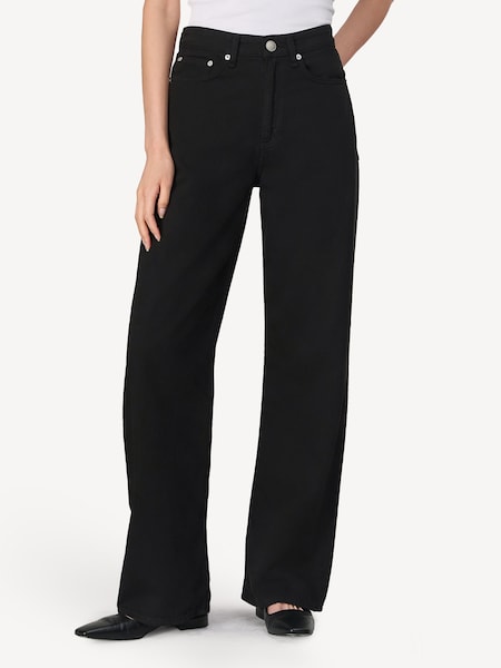 Black Logan Mid Rise Featherweight Wide Leg Jeans (E78705) | £280