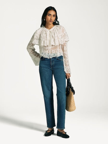 Blue Harlow Mid Rise Straight Jeans (E78708) | £260