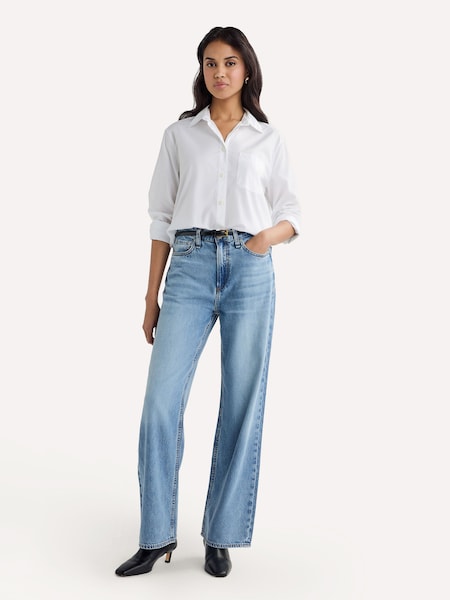 Blue Logan Mid Rise Featherweight Wide Leg Jeans (E78712) | £300