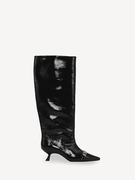 Black Eyelets Slouchy Naplack High Shaft Boots (E80398) | £475