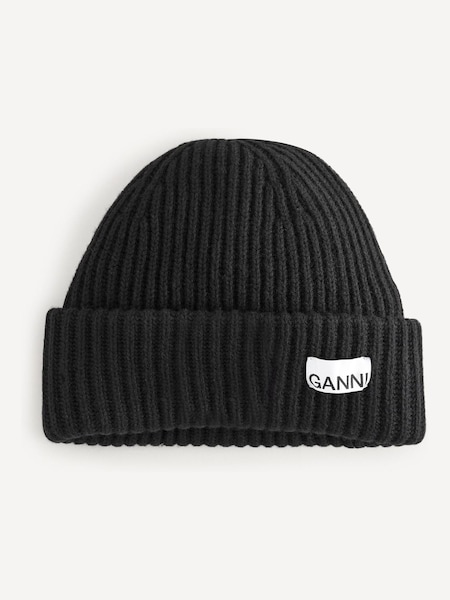Black Structured RIb Beanie (E80401) | £95