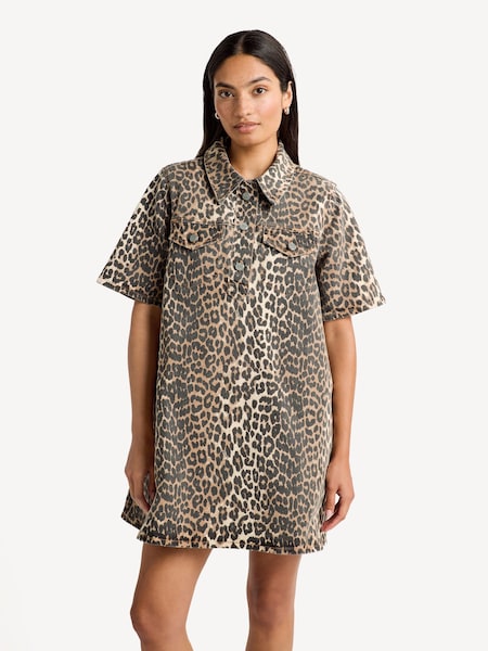 Brown Leopard Print Mini Dress (E80405) | £295