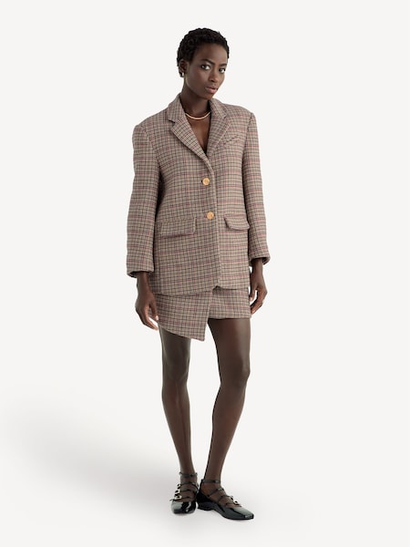 Brown Check Wool Mix Boxy Blazer (E80414) | £425