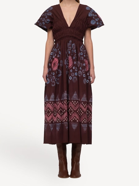 Red Yana Tie Dye V-Neck Midi Dress (E84584) | £585