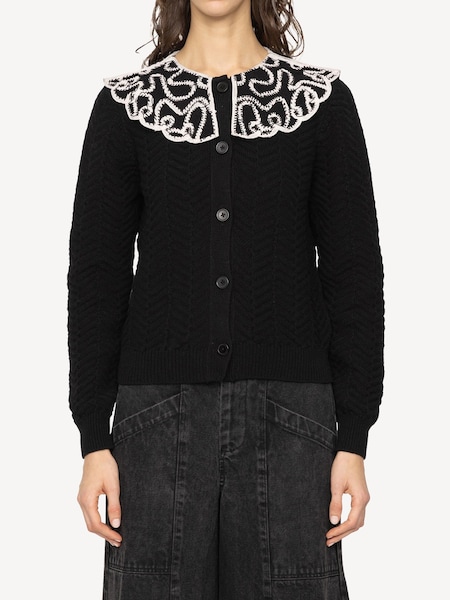 Black Alice Embroidery Battenberg Cardigan (E84587) | £195
