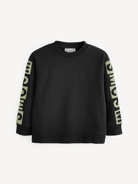 Logo Sleeve Black Sweatshirt (E84714) | £84