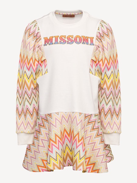 Cream Logo Multicolour Zig Zag Pattern Jumper Dress (E84718) | £252