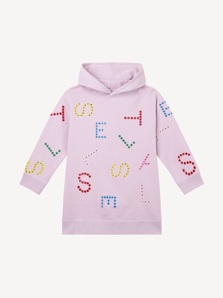 Purple Logo All Over Print Hoodie Jumper Dress (E84730) | £131
