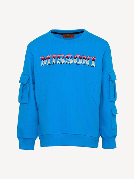 Blue Logo Sweatshirt With Cargo Pocket Detail (E84739) | £183