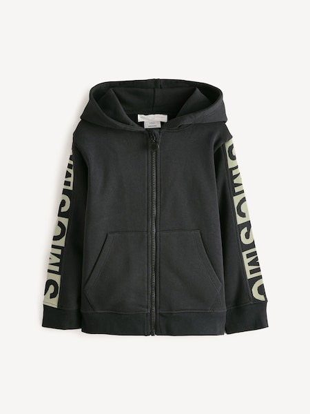 Logo Sleeve Jersey Zip Black Hoodie (E84766) | £112