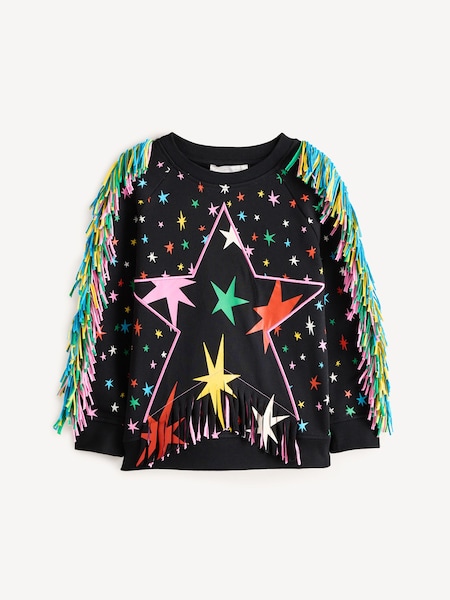 Multicolour Star Print Tassel Detail Black Sweatshirt (E84777) | £89