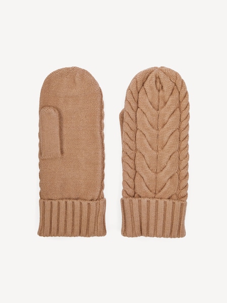 Brown Charlene Cable Knit Mitten Gloves (E87590) | £20