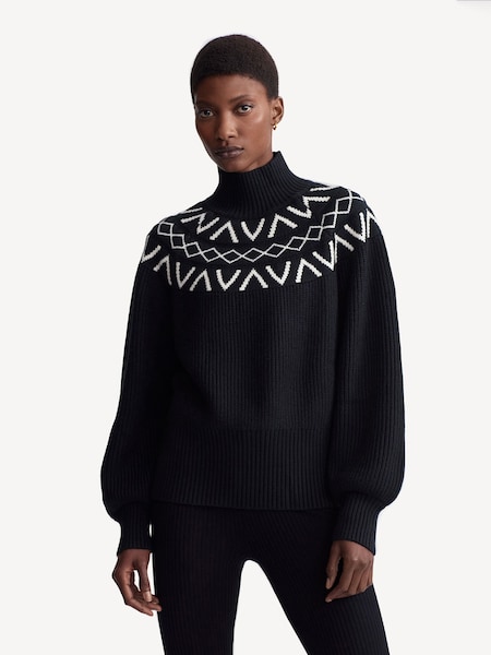 Black Marcie Fairisle Pattern Yoke Knit Jumper (E87594) | £70
