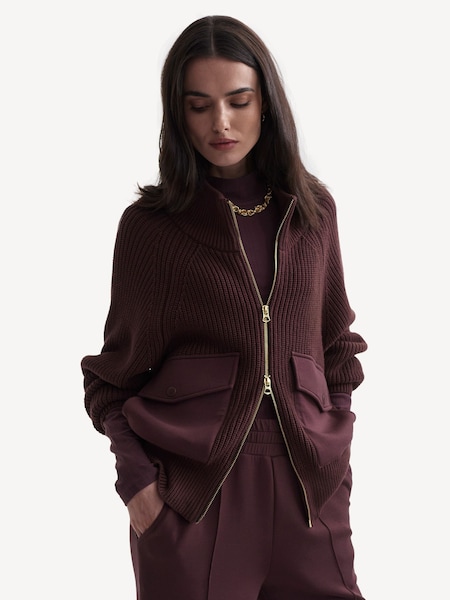 Deep Mahogany Tessa Knit Jacket (E87602) | £150