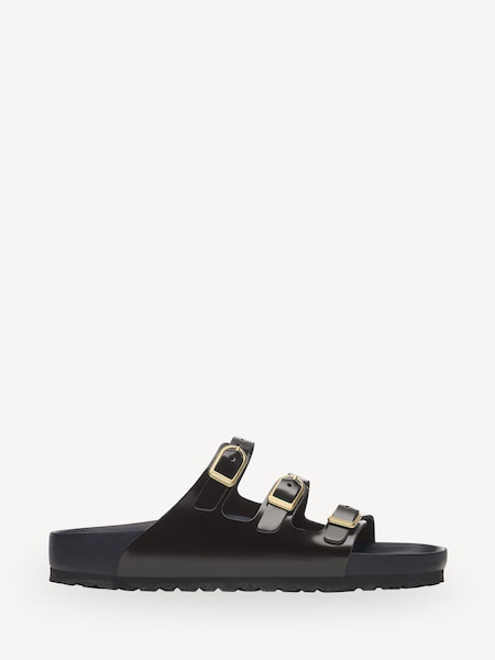 Black Florida High Shine Leather Sandals (E87866) | £200