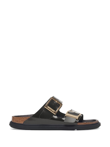 Black Arizona High Shine Leather Sandals (E87867) | £180