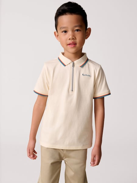 Boys Short Sleeve Artist Quarter Zip Polo Shirt (E87976) | £45