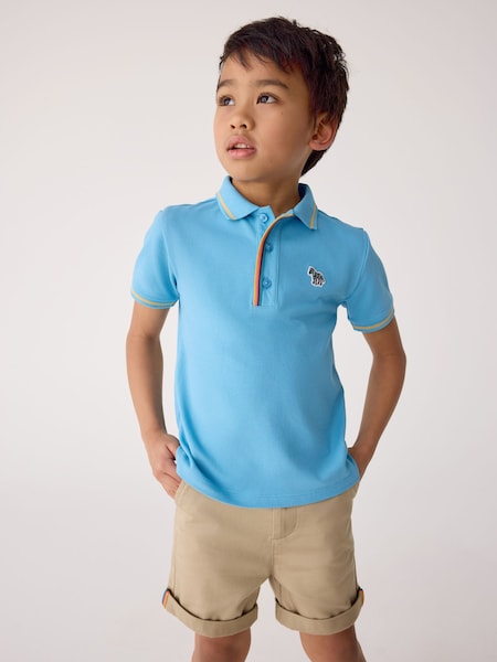 Boys Short Sleeve Zebra Print Polo Shirt (E87978) | £45