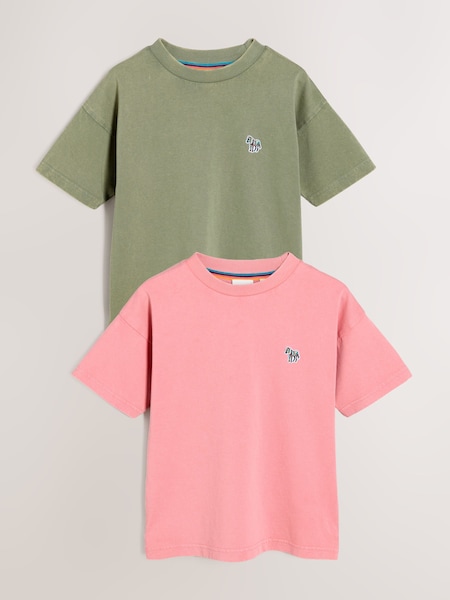 Boys Pink/Green Signature T-Shirts Set (E87996) | £25