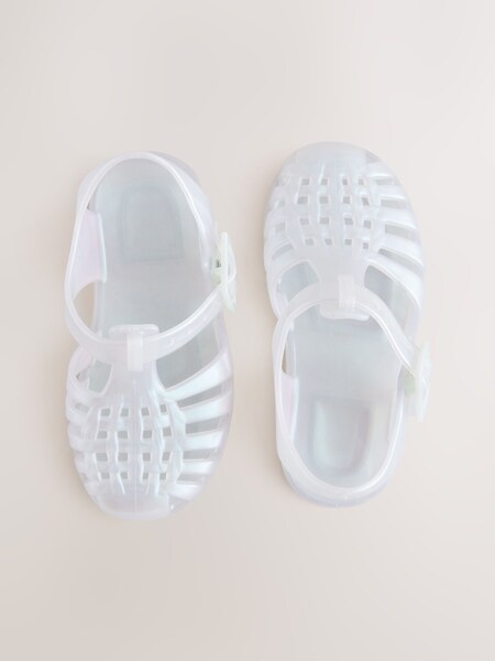 Iridescent White Fisherman Jelly Sandals (E91493) | £9 - £11