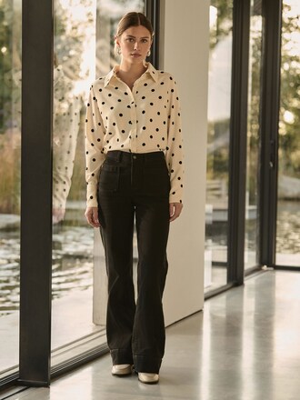 Black Patch Pocket Wide Leg Jeans