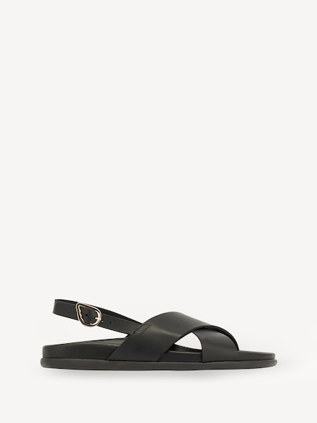 Black Ikesia Leather Sandals (F01524) | £215