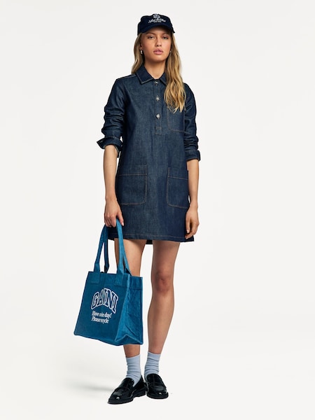 A.P.C Blue Aurelia Flared Denim Mini Dress (F04751) | £300
