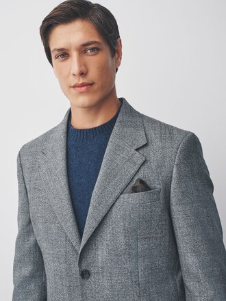 Grey Tailored Fit Wool Blend Suit Jacket
