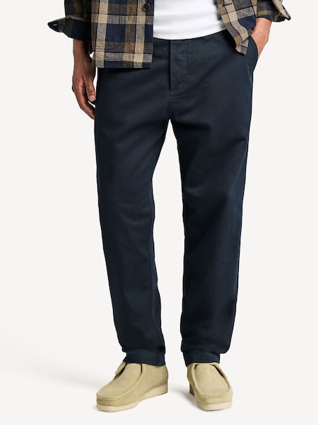 Blue Military Twill Straight Leg Chino Trousers (F05976) | £150
