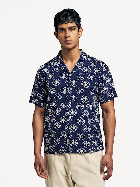Blue Regular Fit Road Magic Circle Print Shirt (F05977) | £120