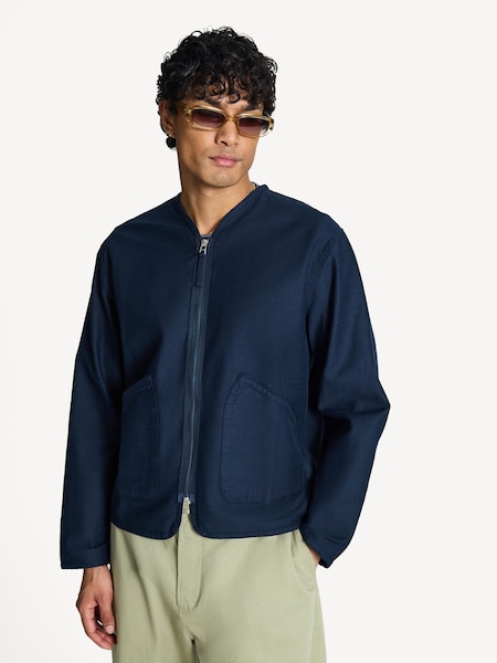 Blue Zip Liner Slub Sateen Jacket (F05978) | £160