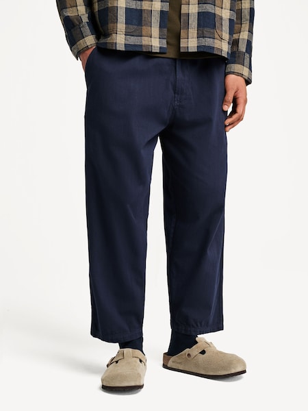 Blue Hi Water Herringbone Loose Cropped Trousers (F05981) | £180