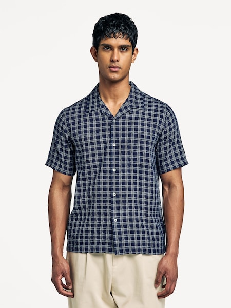 Blue Regular Fit Sal Road Check Shirt (F05982) | £130