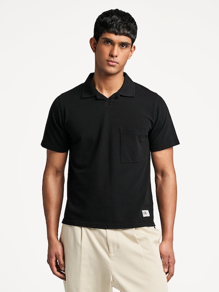 Black Vacation Piquet Polo Shirt (F05983) | £85