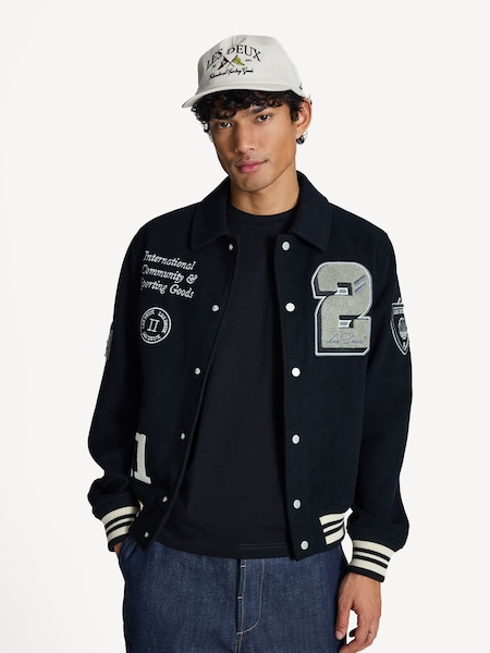 Black Wool Varsity Jacket (F07283) | £300