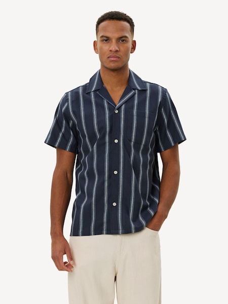 Blue Lawson Stripe Short Sleeve  Shirt (F07300) | £100