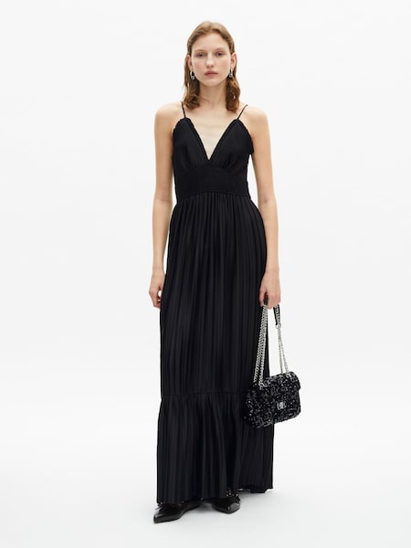 Black V-Neck Sheered Waist Cami Maxi Dress (F09367) | £325
