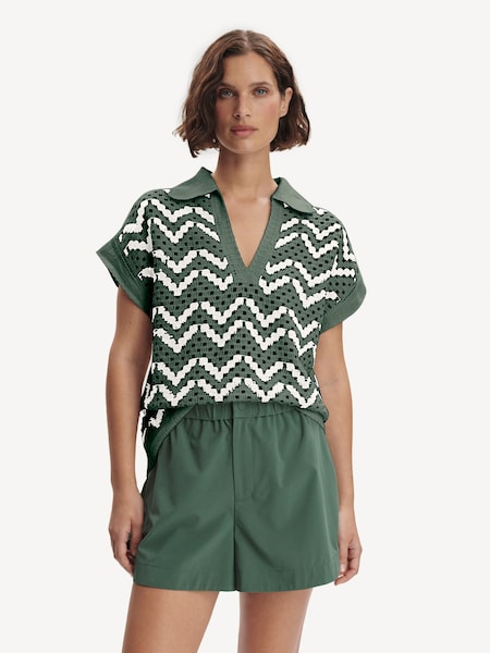 Green Joelle Crochet Polo Top (F09433) | £90