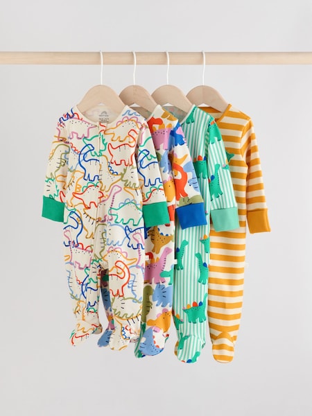 Bright Baby Two Way Zip Sleepsuits 4 Pack (0mths-2yrs) (F13450) | £25 - £27