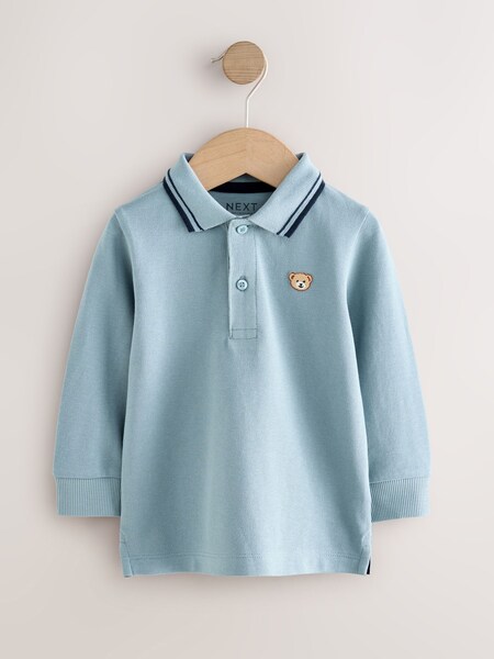 Blue Long Sleeve Polo Shirt (3mths-7yrs) (F15505) | £6 - £8