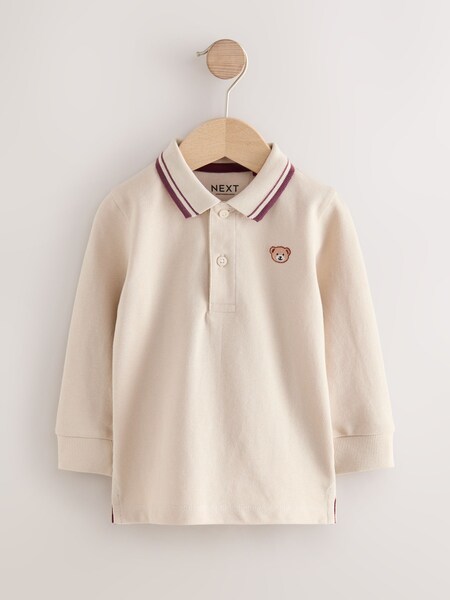 Cream Long Sleeve Polo Shirt (3mths-7yrs) (F15507) | £6 - £8