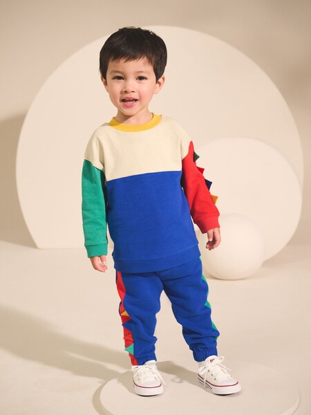 Multi Dino Spikes Long Sleeve Soft Touch T-Shirt and Joggers Set (3mths-7yrs) (F15538) | £16 - £20