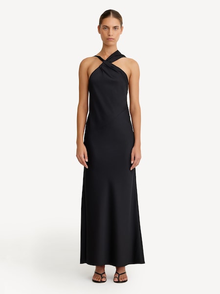 Black Lucile Draped Maxi Dress (F16016) | £275