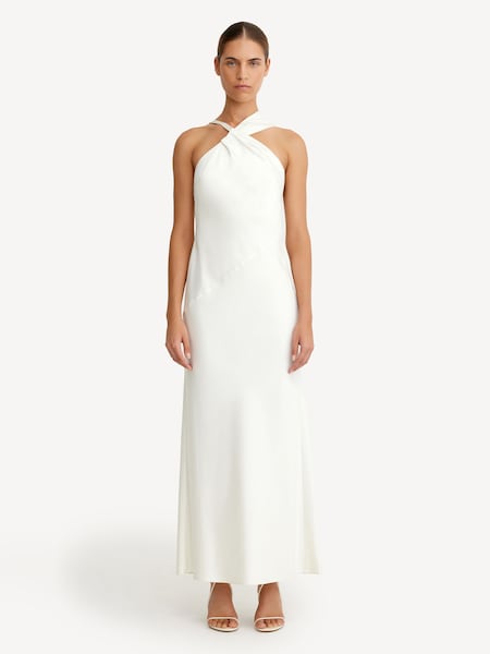 Brill White Lucile Draped Maxi Dress (F16017) | £275