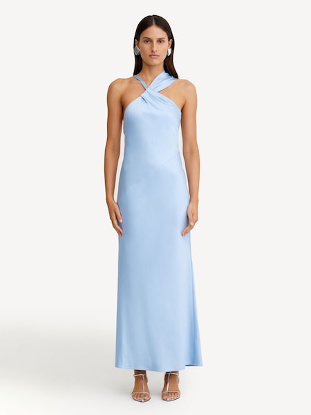 Aqua Blue Lucile Draped Maxi Dress (F16018) | £275