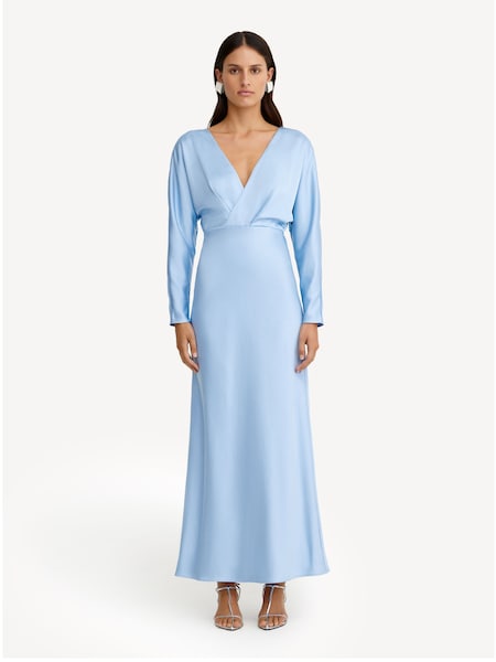 Aqua Blue Lucile Long Sleeve Maxi Dress (F16020) | £300