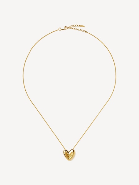 Gold Tone Puffy Heart Pendant Necklace (F17902) | £135